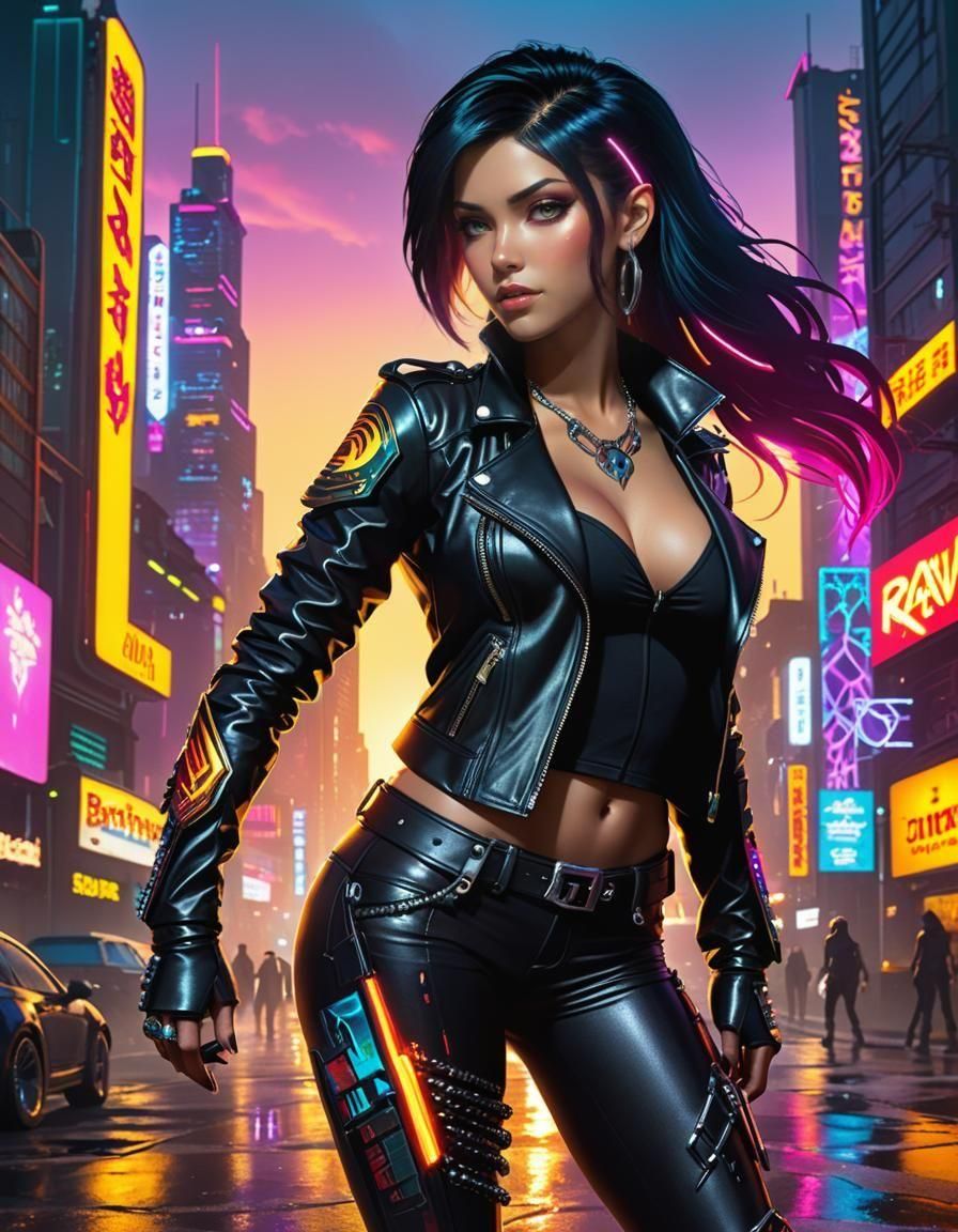 Cyberpunk Portrait of Sunset Shimmer in 8K