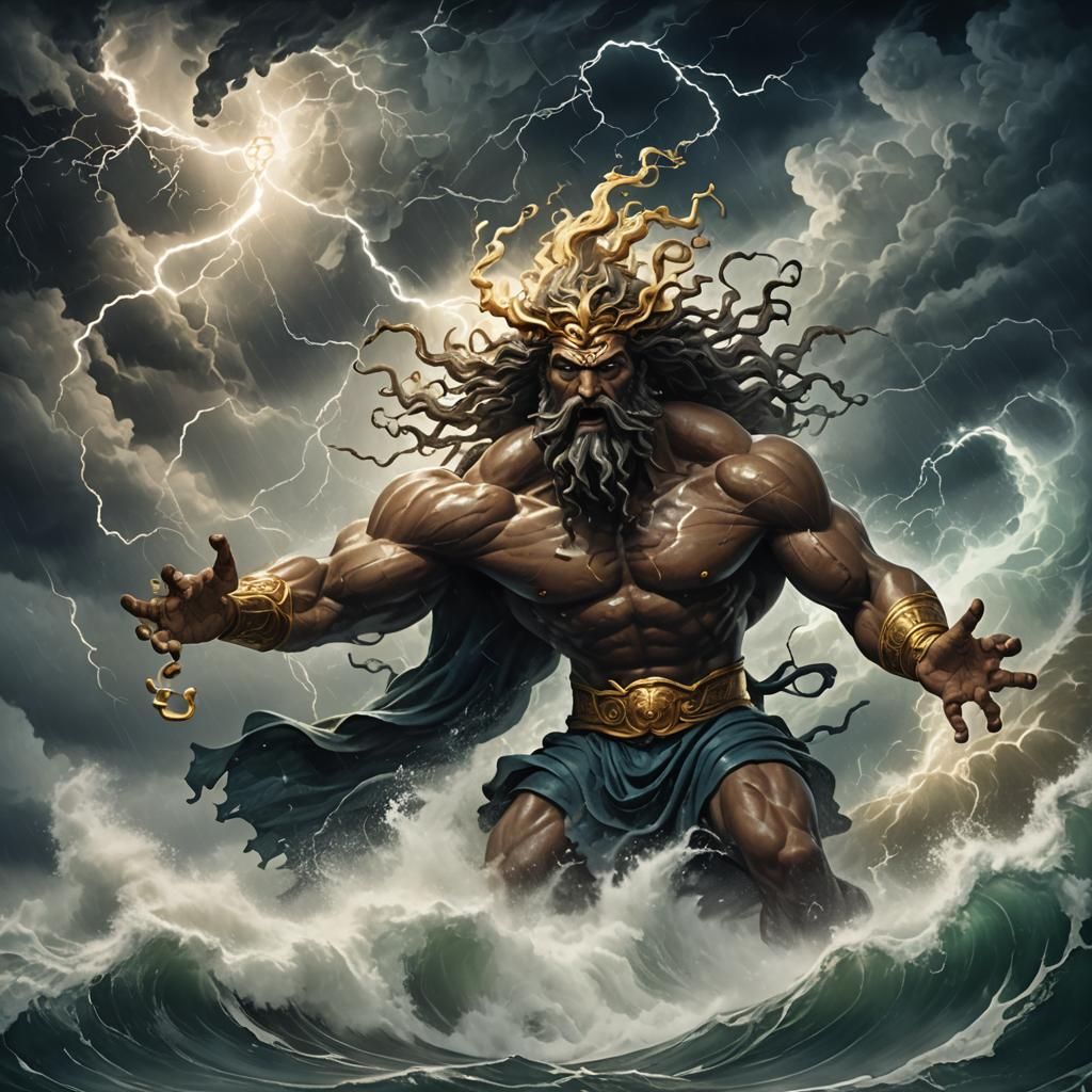 Stormy Sea Deities Summon Hurricane: Ash Thorp Style