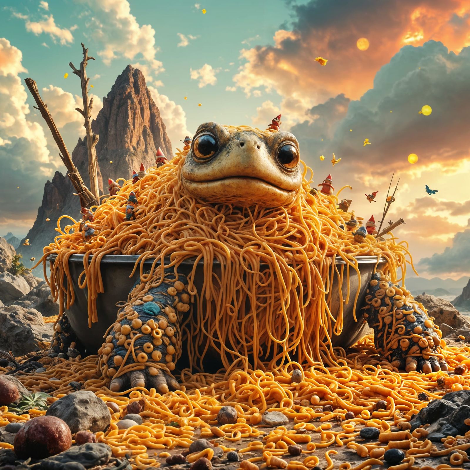 Surrealist Pasta Adventure: Gnocchi Guardians in a Whimsical...