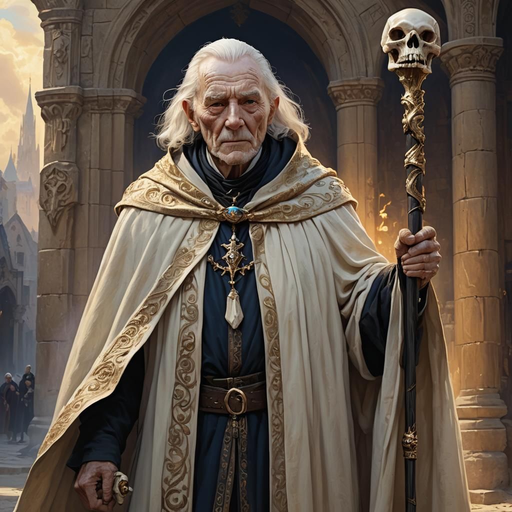 Ancient Man with White Rod in Fantasy Art