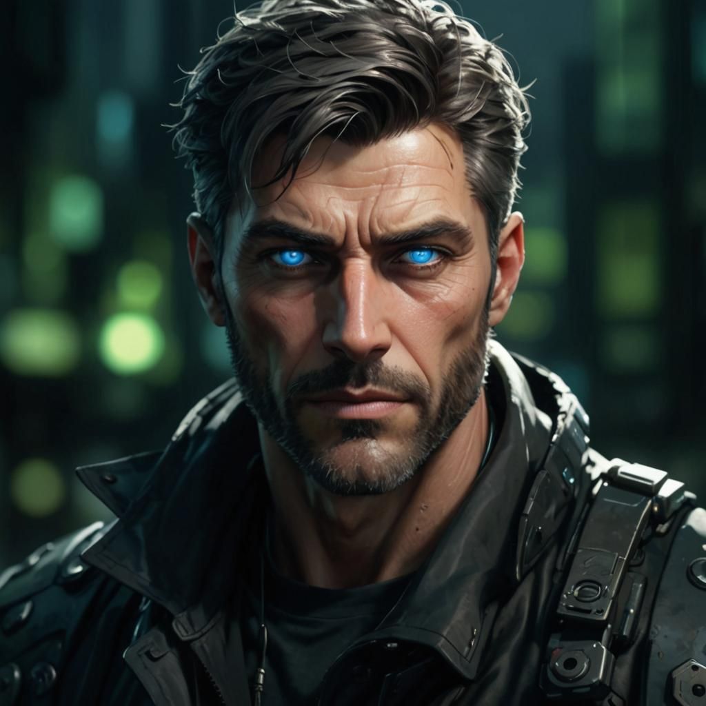 Cyberpunk Detective with Cybernetic Enhancements