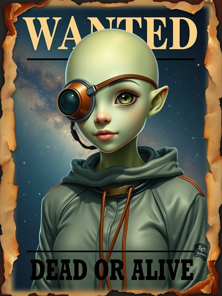 Alien Girl Wanted Poster in Western Style