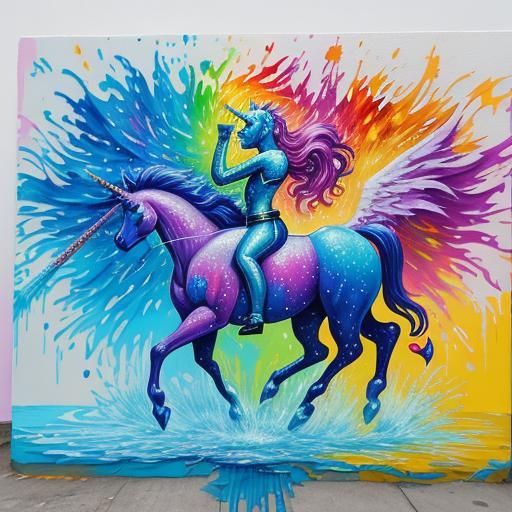 Vibrant Centaur Unicorn Hybrid in Graffiti Art Style