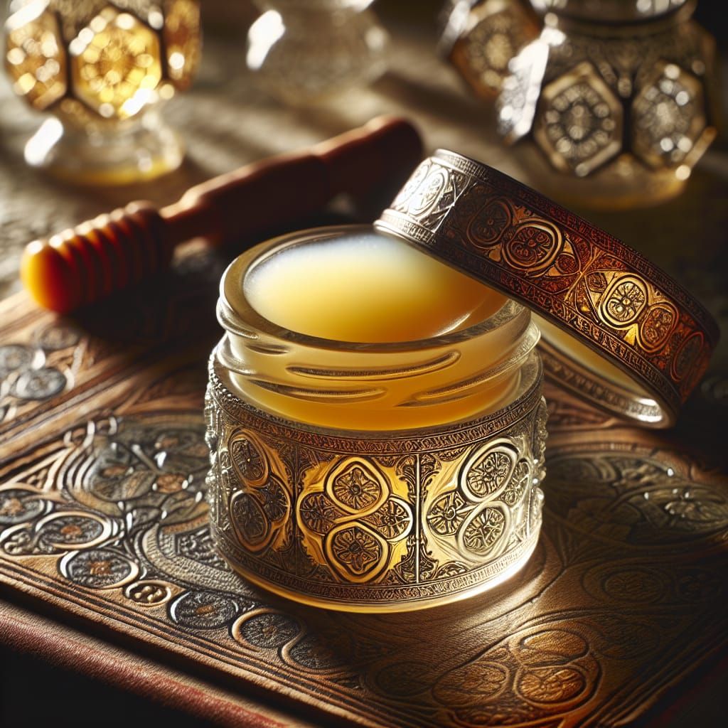 Medieval Glass Jar of Golden Beeswax Lip Balm