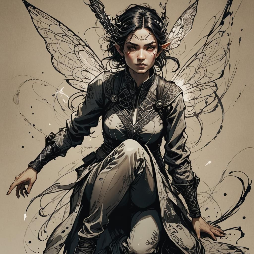 Fae Woman's Inner Turmoil: Dark Fantasy Concept Art