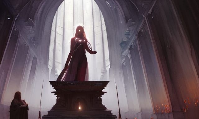 Watercolor Woman Worships at Pain Altar