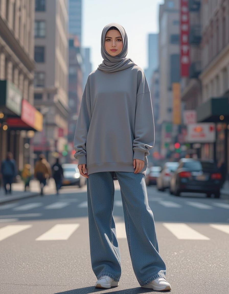Hijabi Woman in New York City, Digital Art