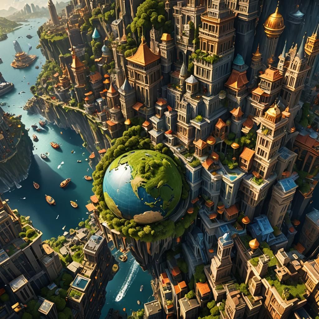 Wealth Inequality Illustrated as Fantasy Concept Art