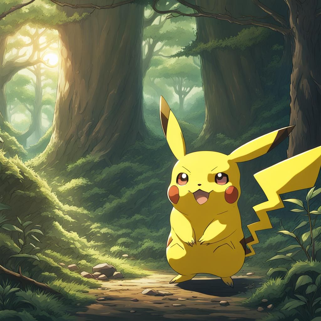 Creepy Pikachu in Studio Ghibli Anime Style