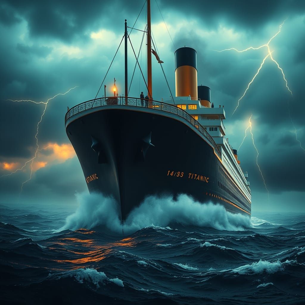 Majestic RMS Titanic in a Stormy North Atlantic