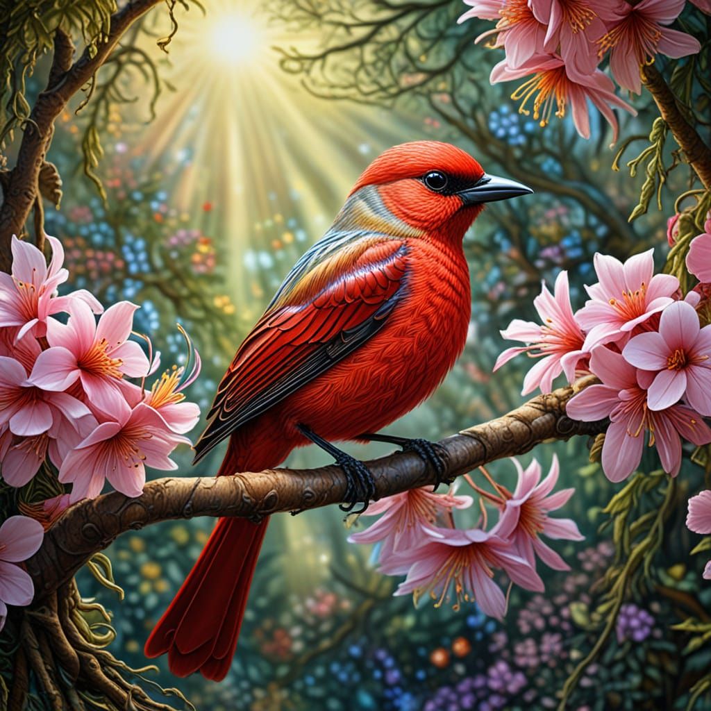Colorful silk bird