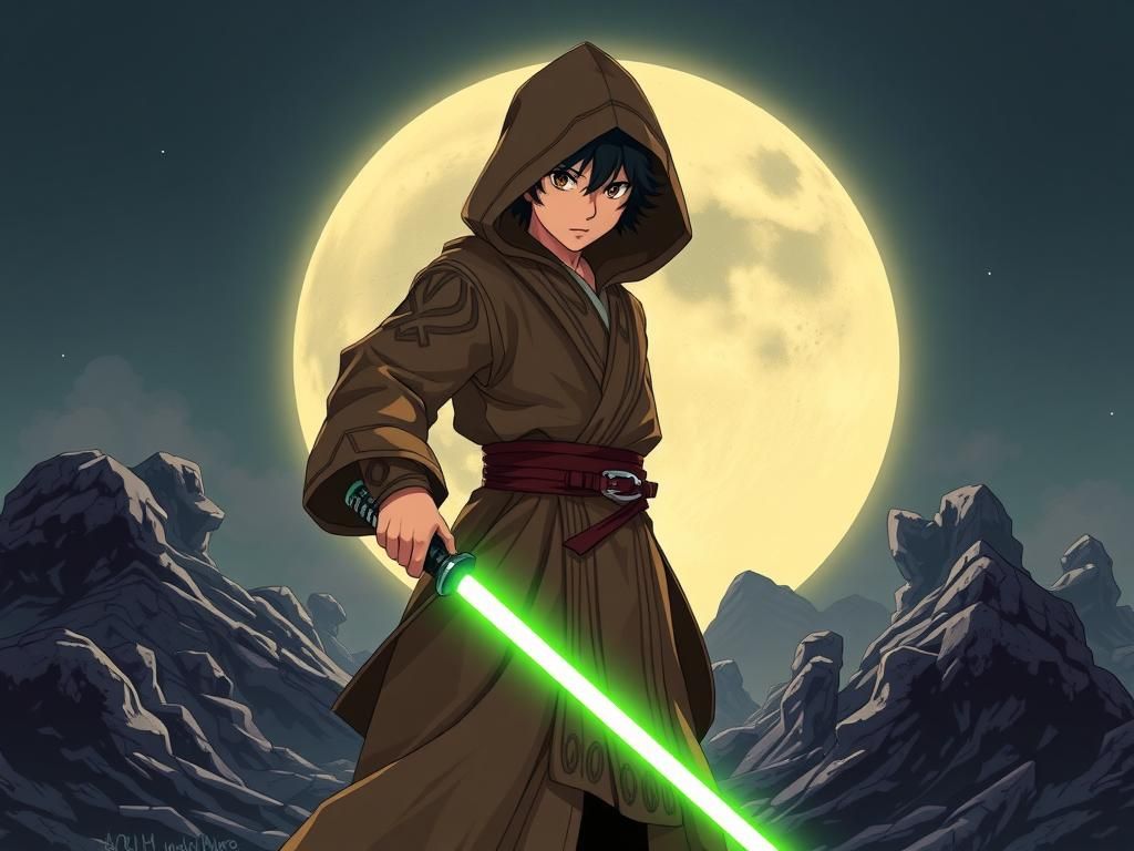 Izuku Midoriya as Jedi Knight in Anime Style