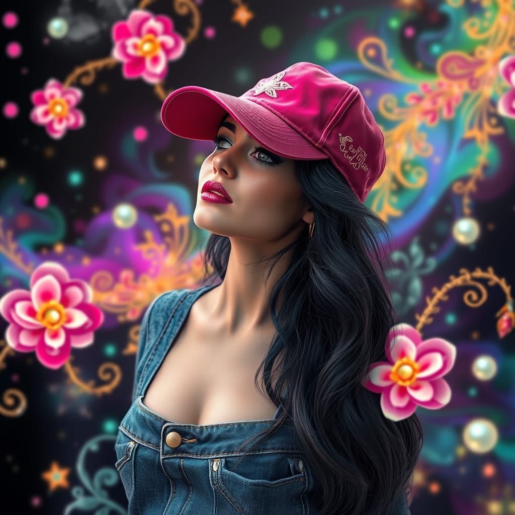 Fairy Tale Fantasy Woman with Golden Lace and Pearls