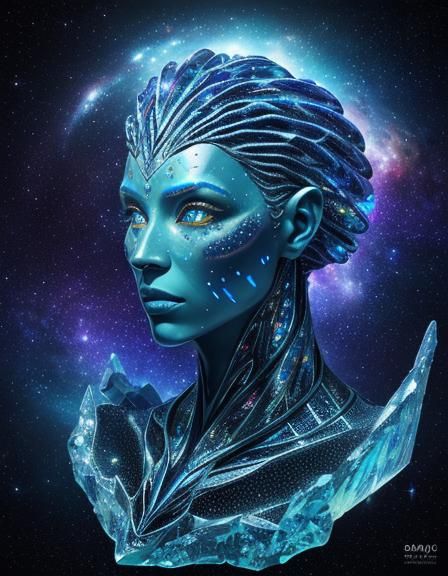 Cosmic Alien Monster in Psychedelic Glass Mosaic