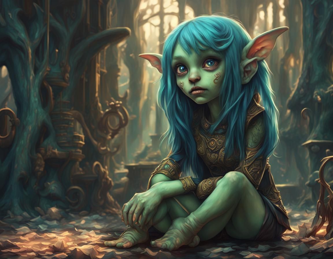 Cute Goblin Girl in a Cinematic Digital Painting