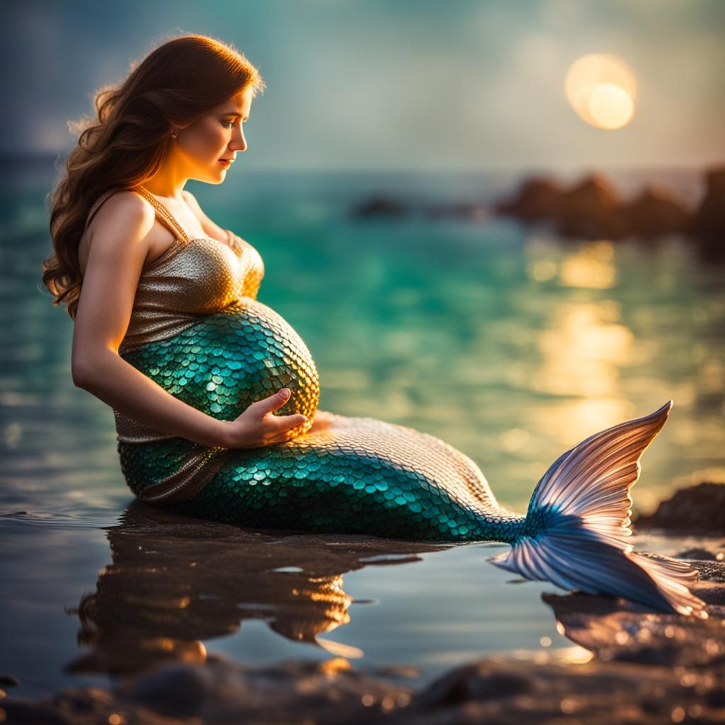 Pregnant Mermaid in Natural Light Photography
