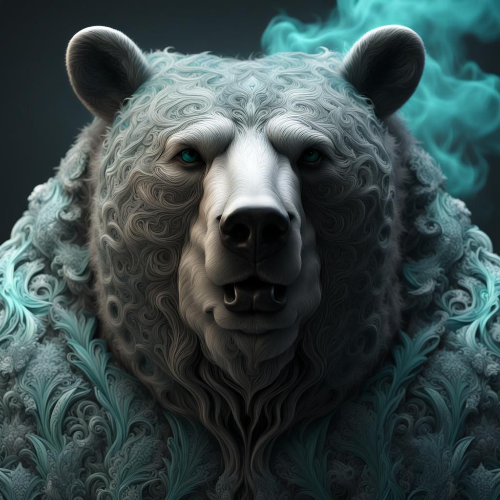 Gothic Bear with Intricate Ink Fur