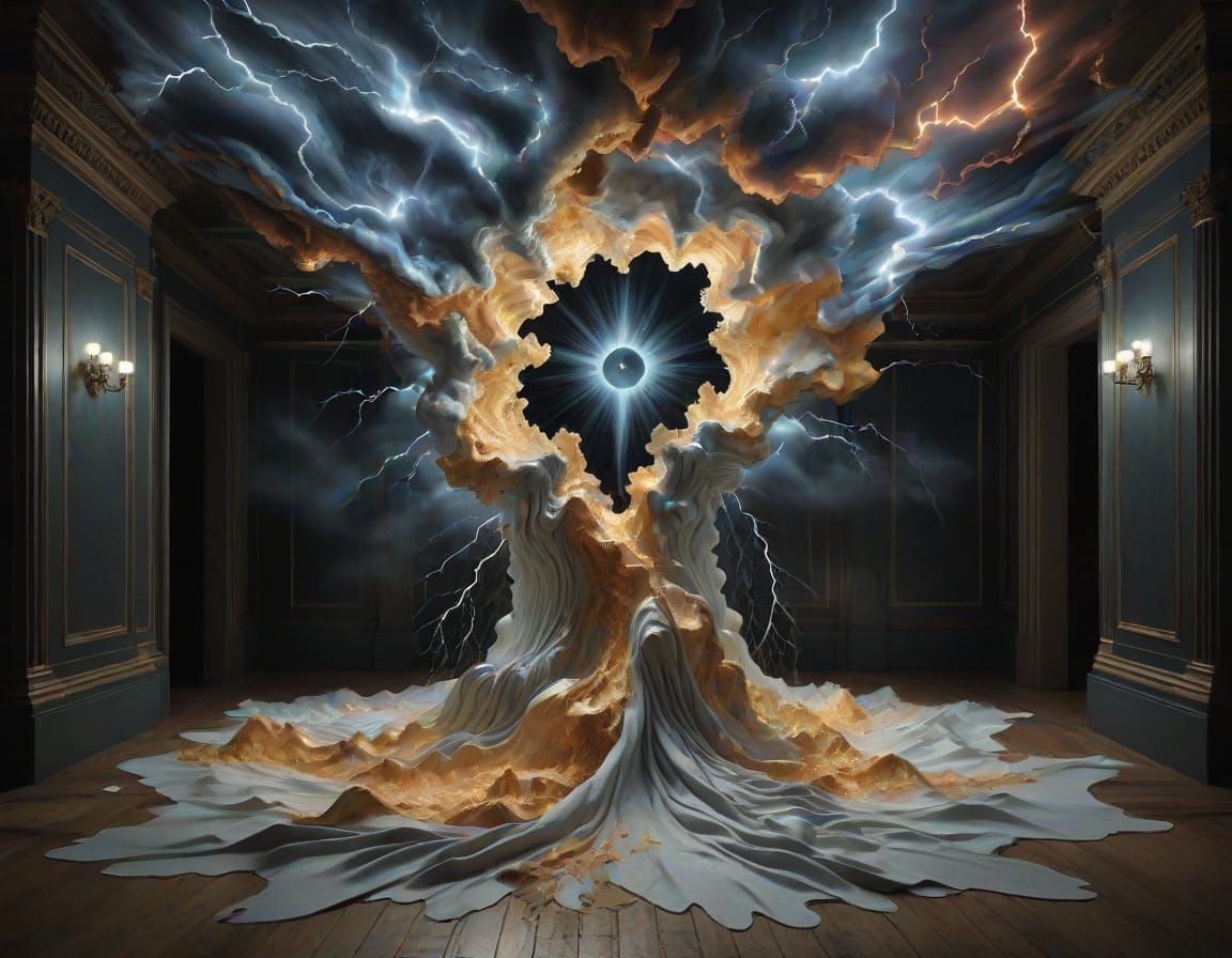 glowing  polychrome whirlingtons 3D  math art  couture  spec...