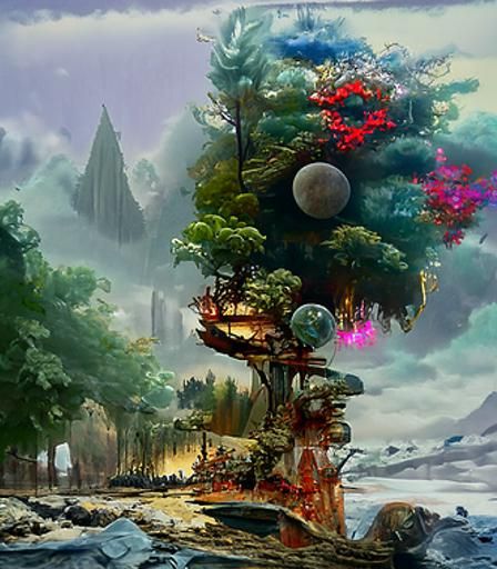 Cyberpunk Red Riding Hood Protects Crystal Tree