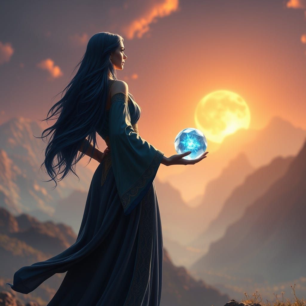 Confident Dreamweaver Stands Amidst Vibrant, Mystical Landsc...