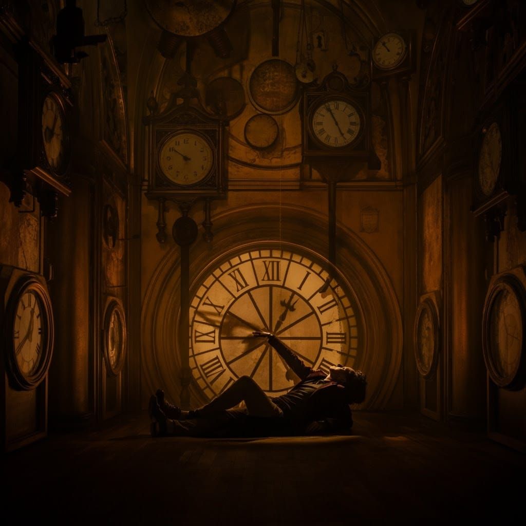 Eerie Clock Tower Lounger in Macabre Style