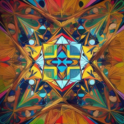 Pop Art Woman with Flowers in Bauhaus Style