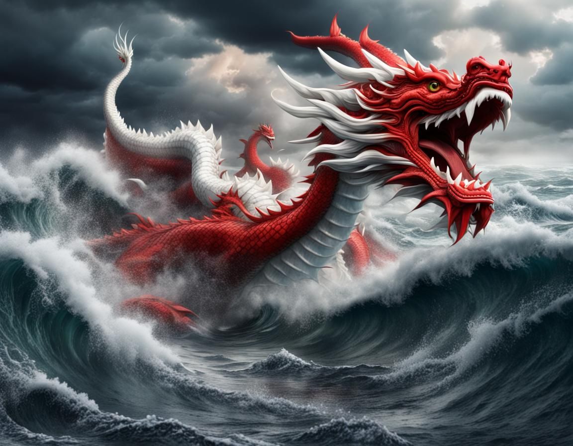 Ryujin: Japanese Dragon God of the Stormy Sea