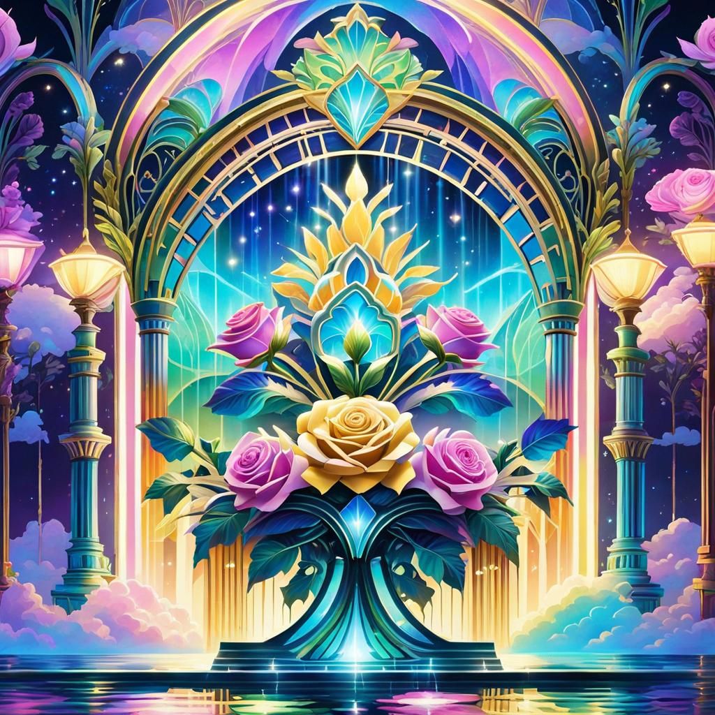 Cloud Castle with Art Nouveau Roses
