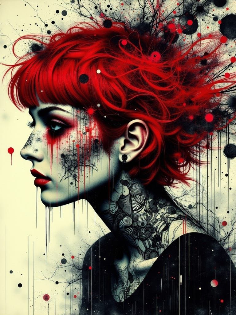 Gothic Abstract Portrait in Surreal Despaircore Style