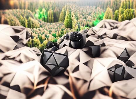 Abstract 3D Geometric Parallax Black Pentagon Forest