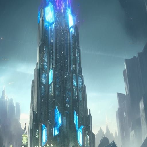 Ruined Avengers Tower at Night in Unreal Engine 5