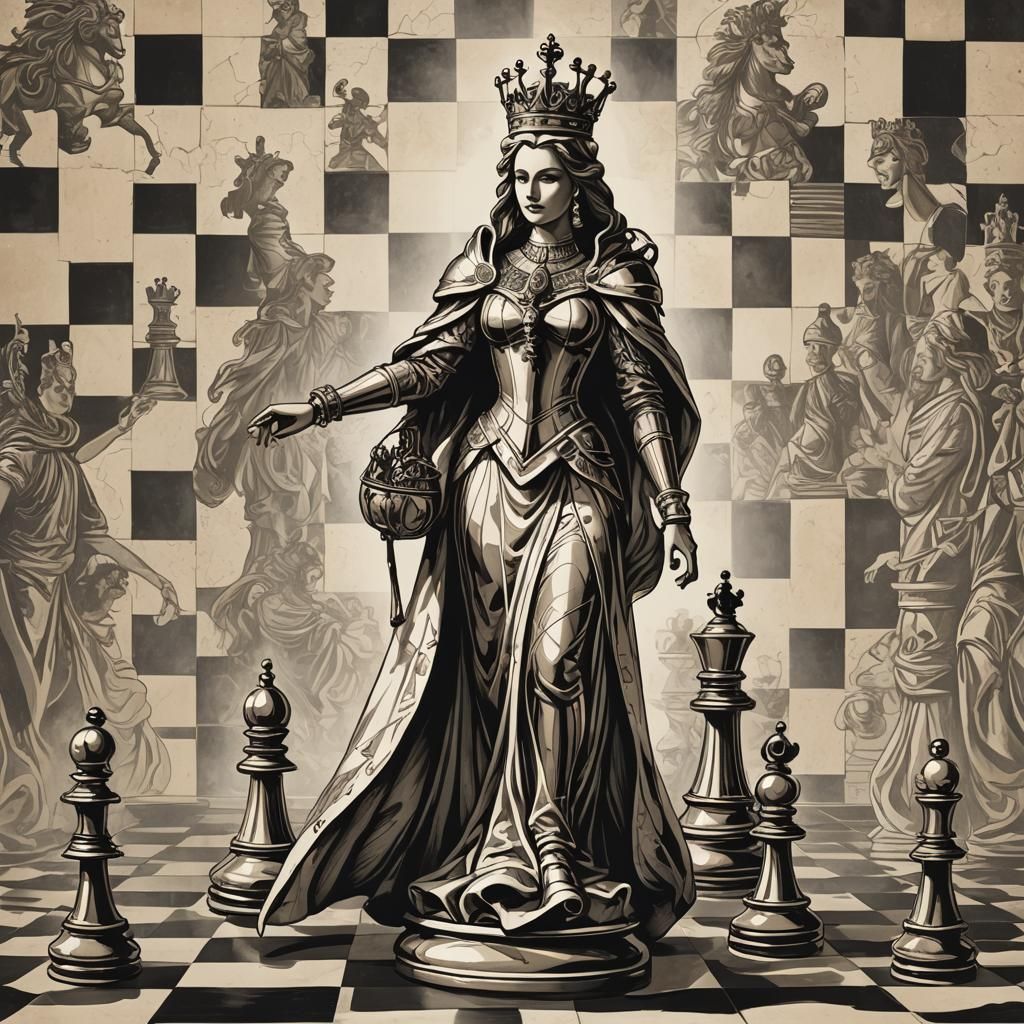 Chess Queen Dramatically Coming to Life Illustration