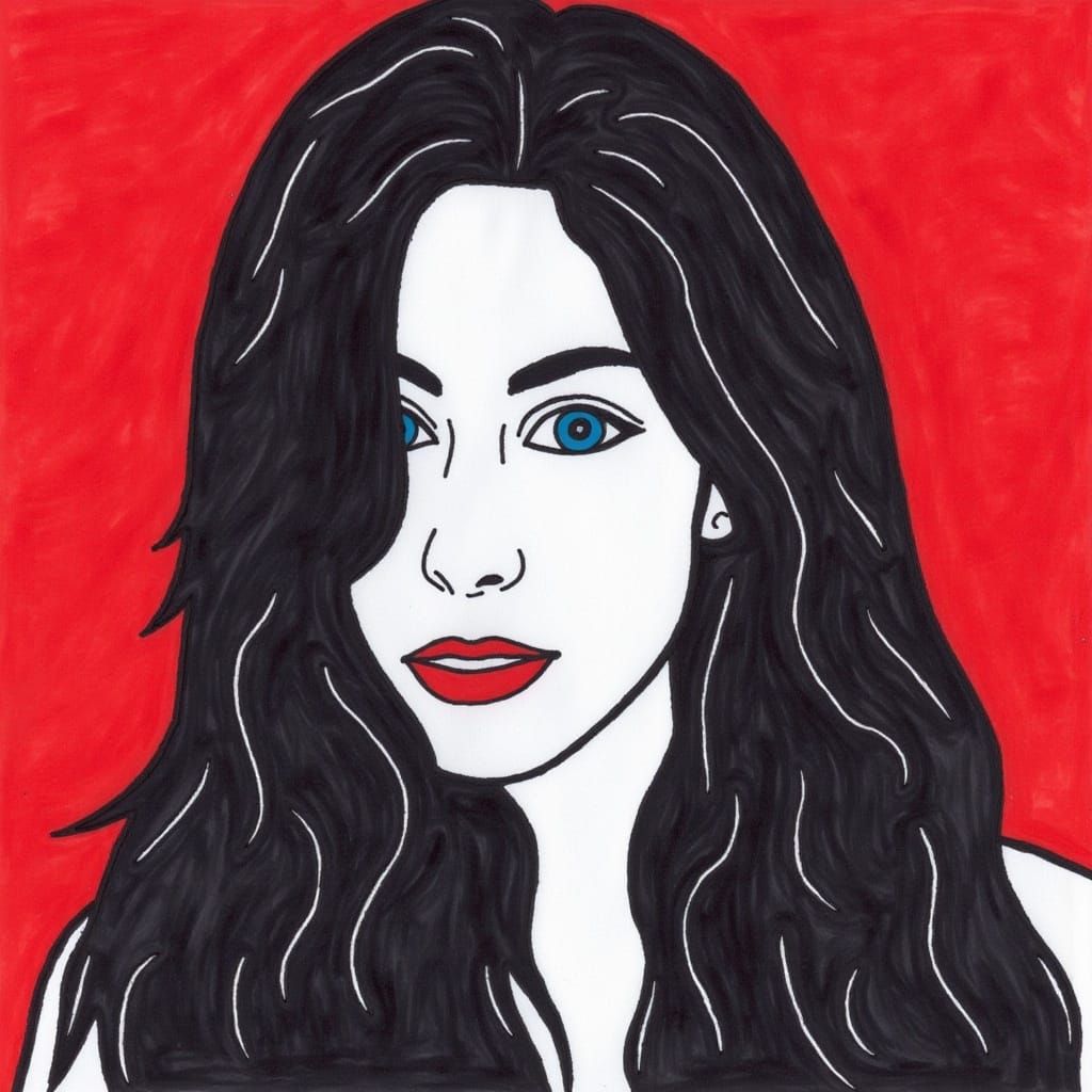 Cyborg Woman in Patrick Nagel Style