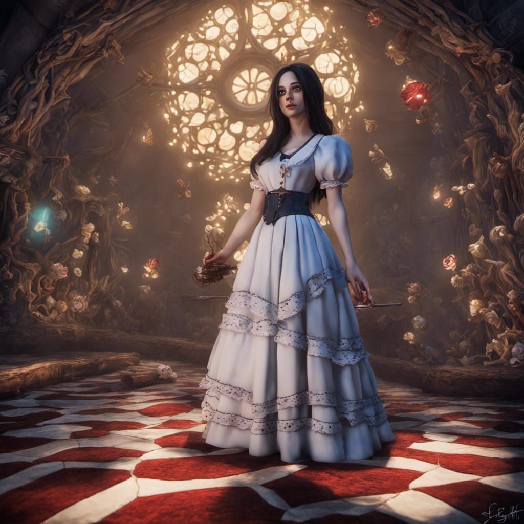 Alice in a Horrific Dreamscape: Digital Illustration