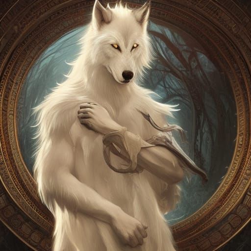 White Wolf Seeks Knowledge: Art Nouveau Portrait