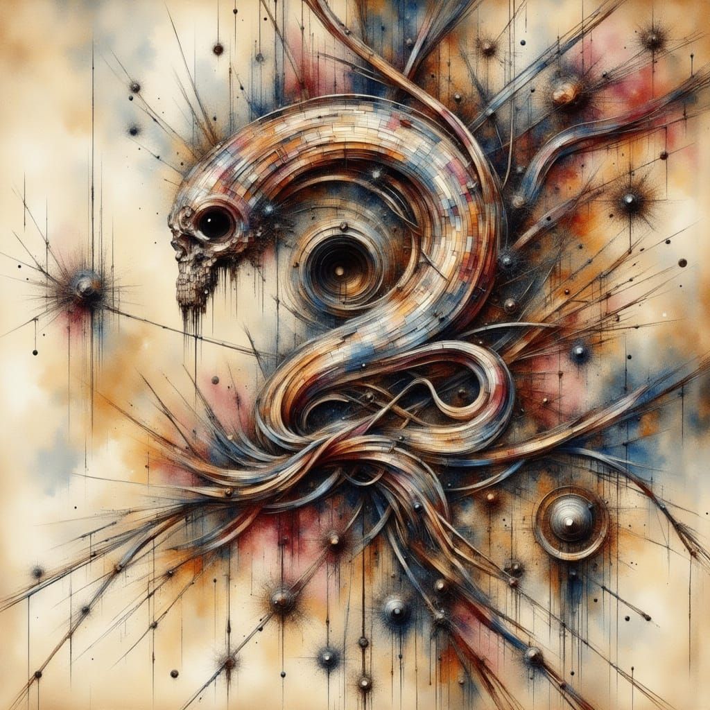 Impossible Angle in Gritty Antique Watercolor Scene