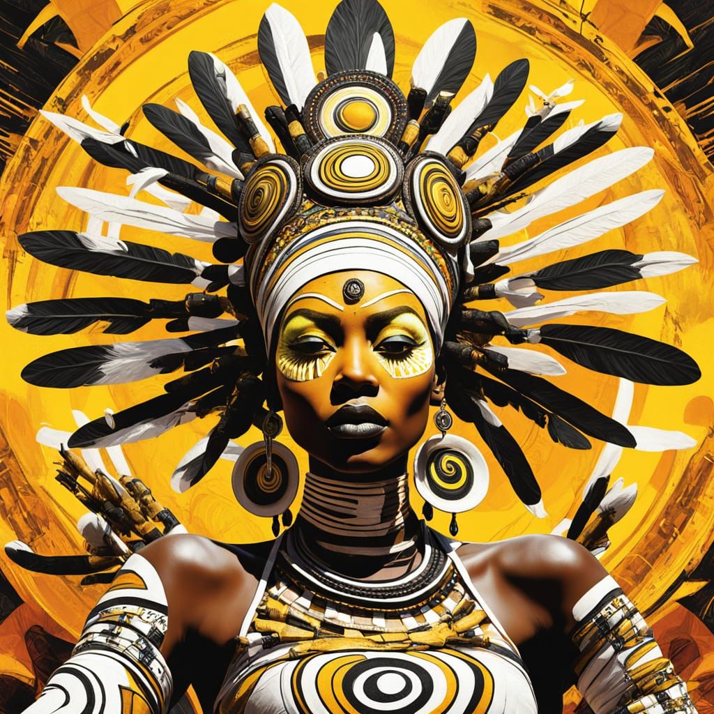Zulu Queen with Manifesting Thoughts in Surreal Style