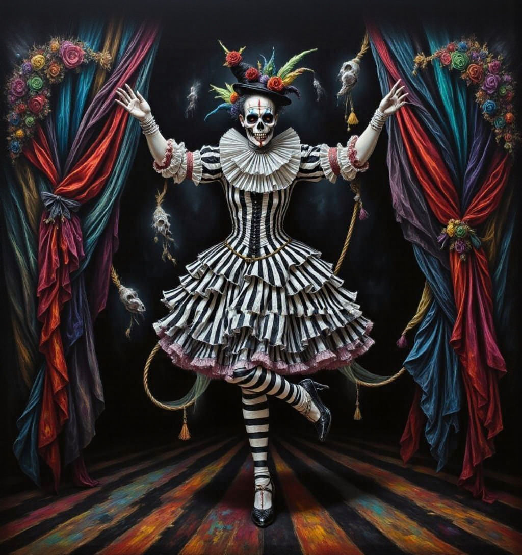 Colorful Dark Gothic Circus Clown Cabaret Dance