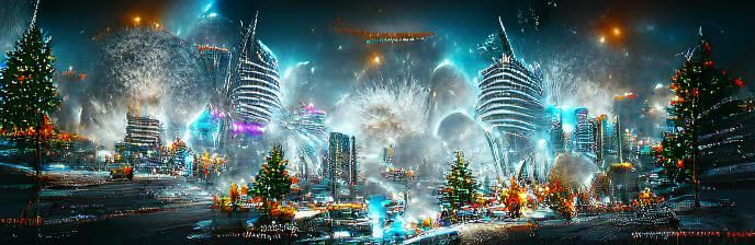 Futuristic City Explodes on Christmas Night in 8K
