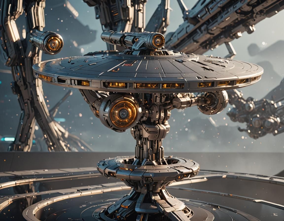 Starship Enterprise: Ground Level Mech Details in Sci-Fi Sty...