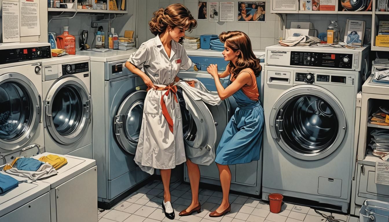 Fashion Model and Washing Machine Whirlpool, Comic Art