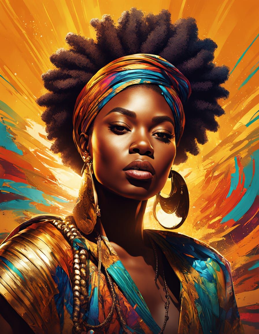 Afrobeats Singer in Vibrant Tropical Splash Art