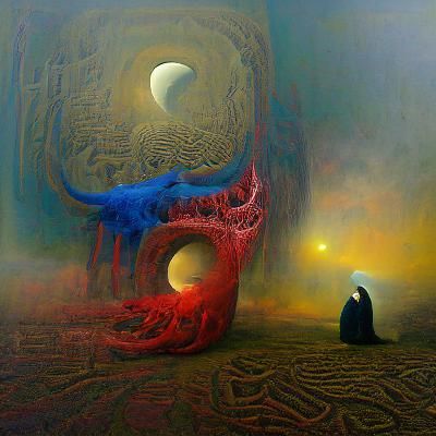 Eldritch Cosmic Moonscape in Abstract Style