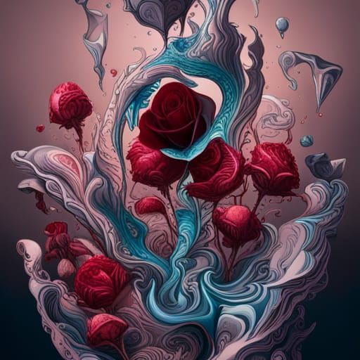 Fragile Rosebud in Shattered Glass