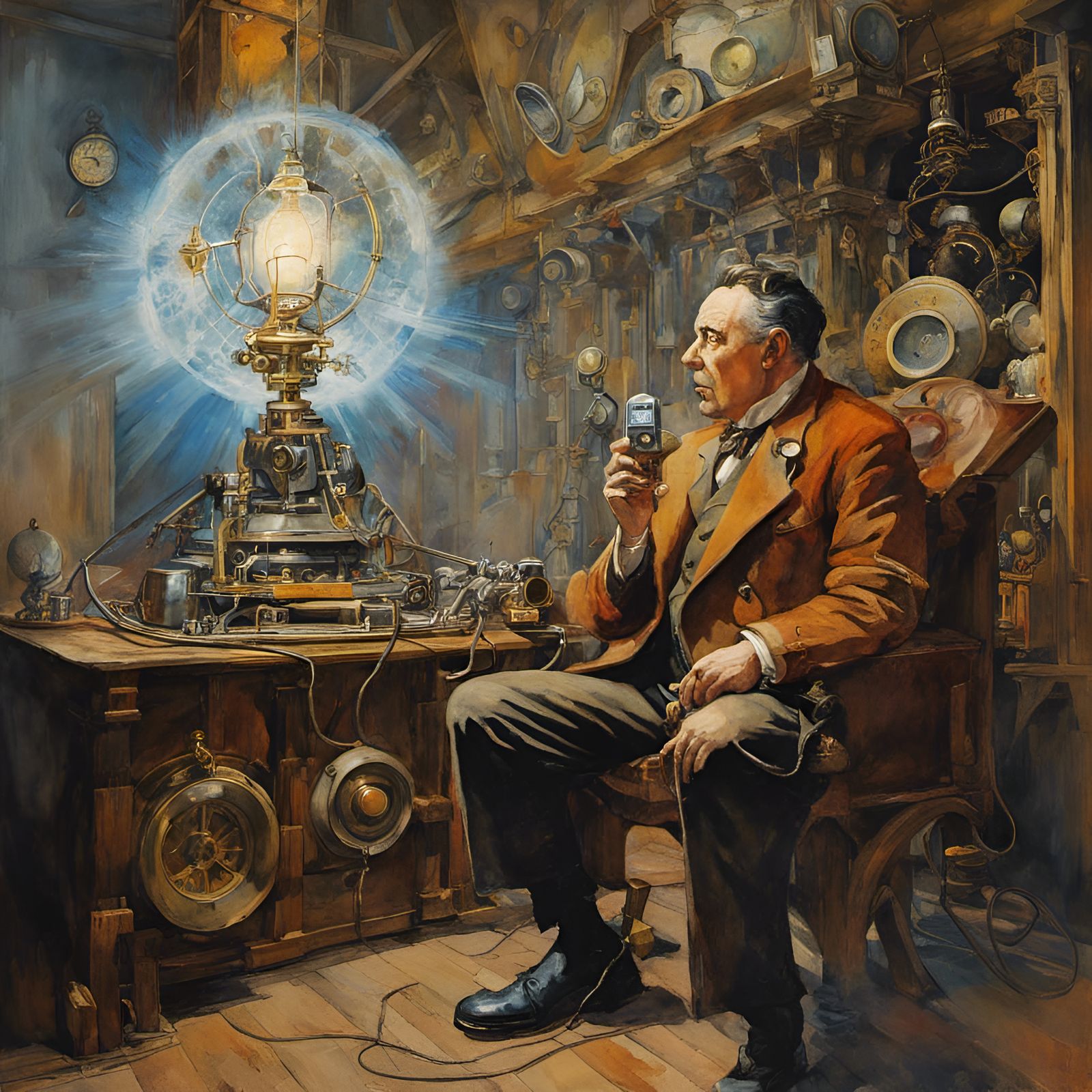 Steampunk Humanoid Speaks in Zaps of Electricity