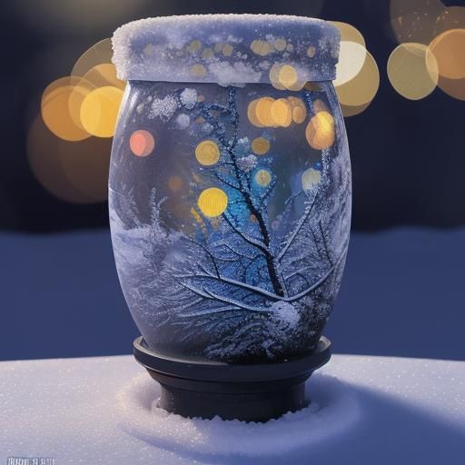 Colorful Winter Night View in Van Gogh Style