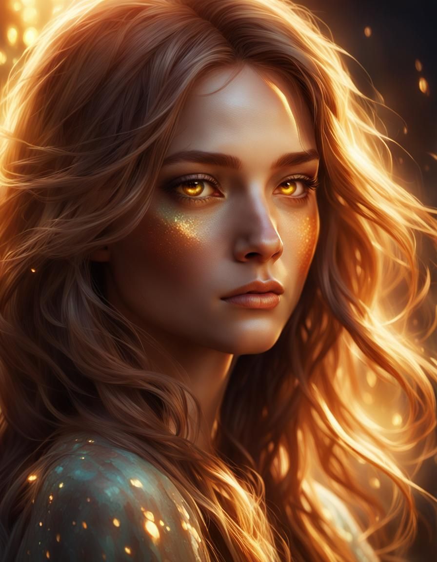 Radiant Woman Portrait in Fantasy Realism Style