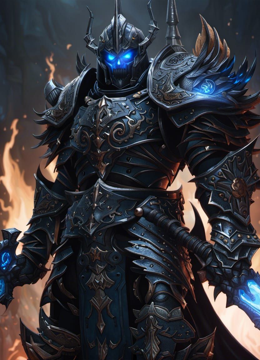 Death Knight in Intricate Obsidian Armor