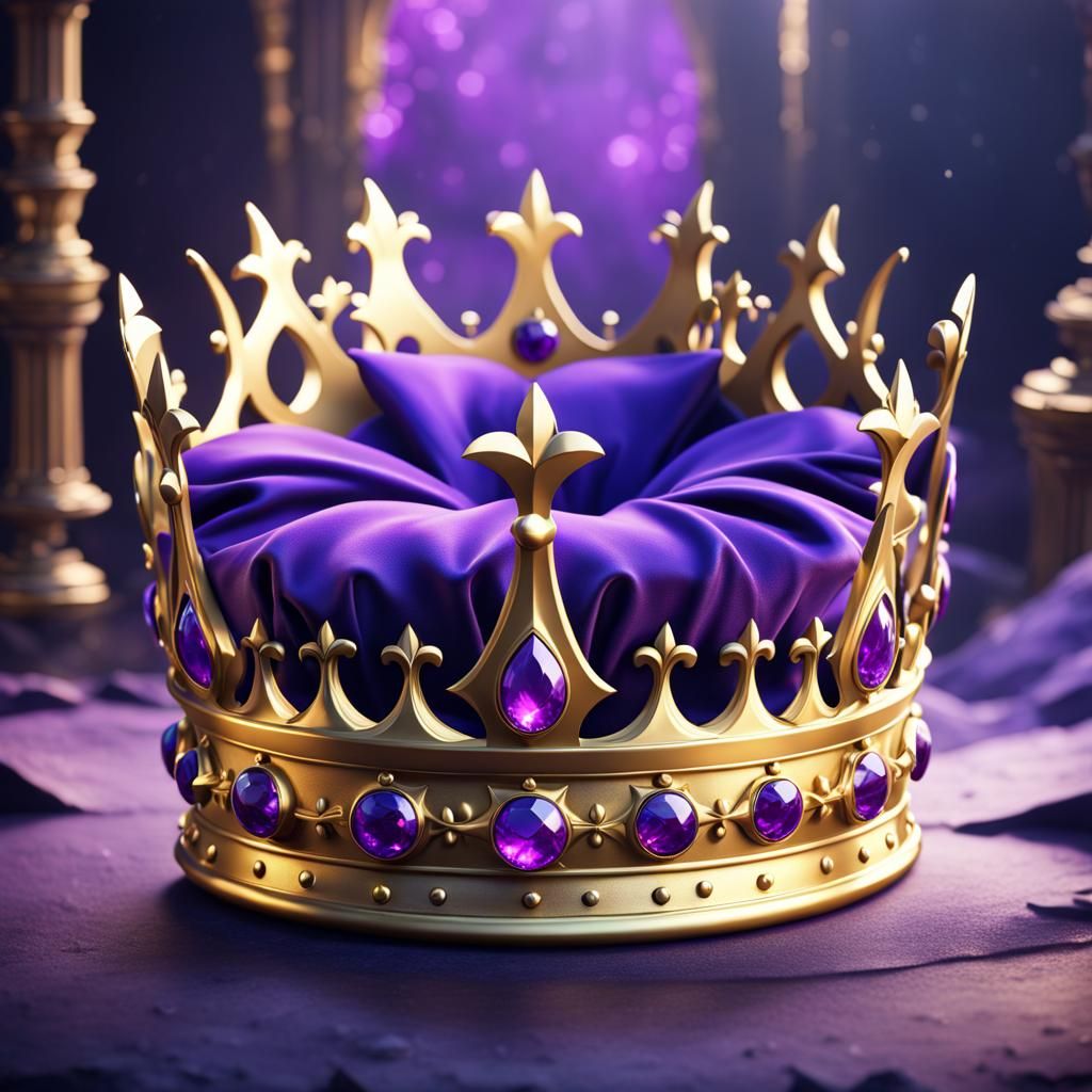 Gold Crown with Purple Gems in Fantasy Art