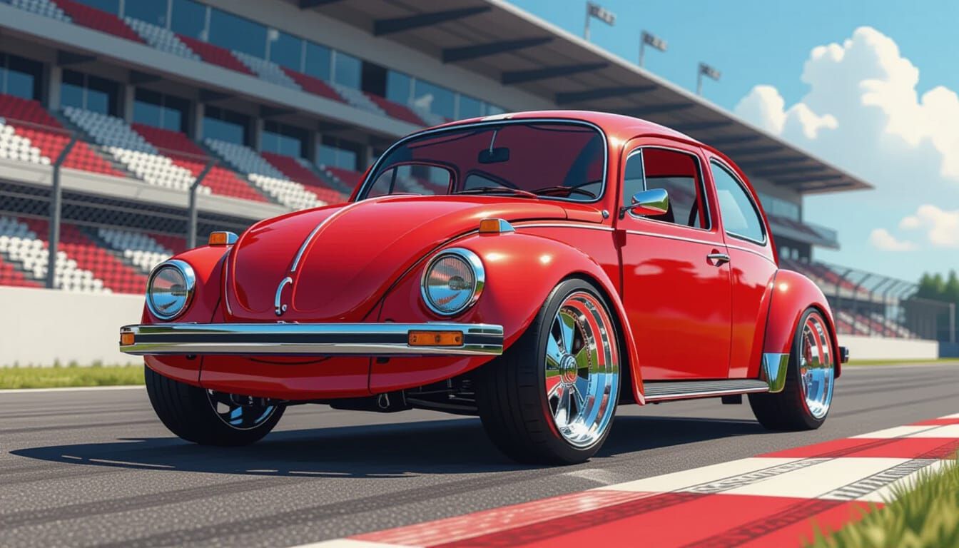 Resto-Mod 1973 VW Beetle in Race Paddock